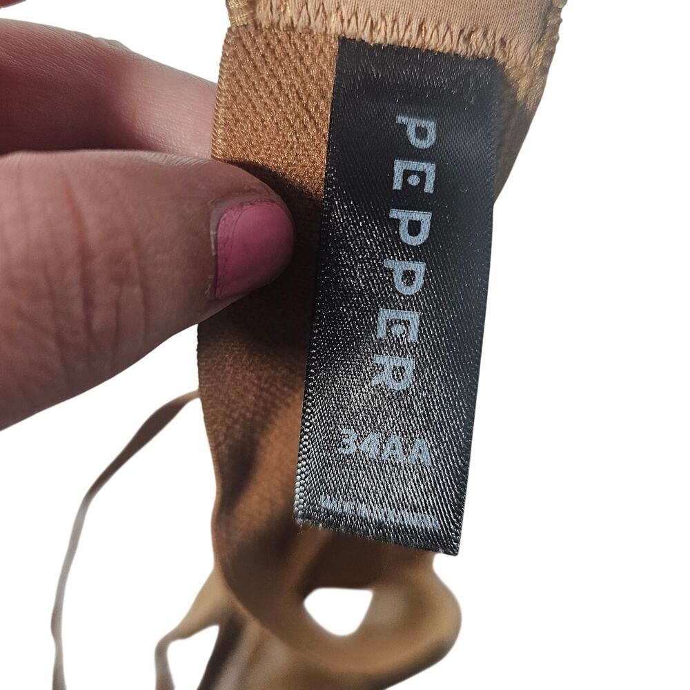 Pepper Mesh classic All You Bra Lightly Lined Size 34AA Tuscan Beige tan nude - Picture 5 of 5